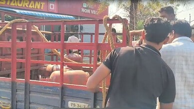 Civil Supplies officials conduct raids at various hotels and tiffin centres in Narsapur town of Medak district on March 13.