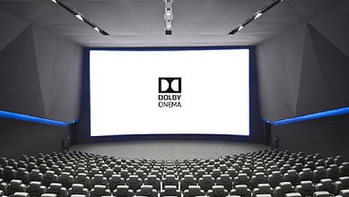 Modern Dolby Cinema theatre in Hyderabad with large screen and comfortable seating.