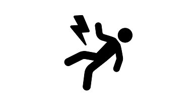 Illustration of a person experiencing an electric shock, symbolizing electrocution accident.