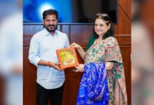 Telangana Chief Minister Revanth Reddy with animal rights activist Maneka Gandhi