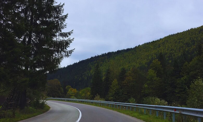 Scenic mountain highway with lush green trees and a winding road, set to be completed by December, linkin.