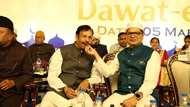 Hyderabad City Police celebrating Dawat-e-Iftar at Chowmahalla Palace during Ramadan.