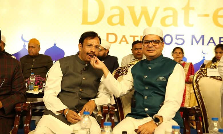 Hyderabad City Police celebrating Dawat-e-Iftar at Chowmahalla Palace during Ramadan.