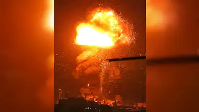 Large fireball and smoke rise over Tehran after Israeli airstrike at night