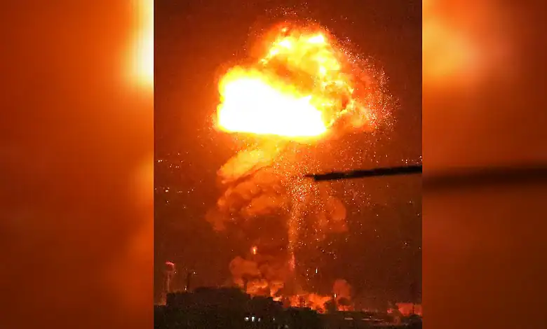Large fireball and smoke rise over Tehran after Israeli airstrike at night