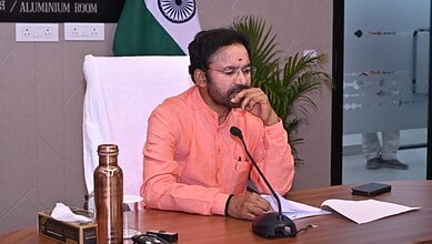 Indian Minister Kishan Reddy speaking at a meeting on petroleum products during Iran crisis.
