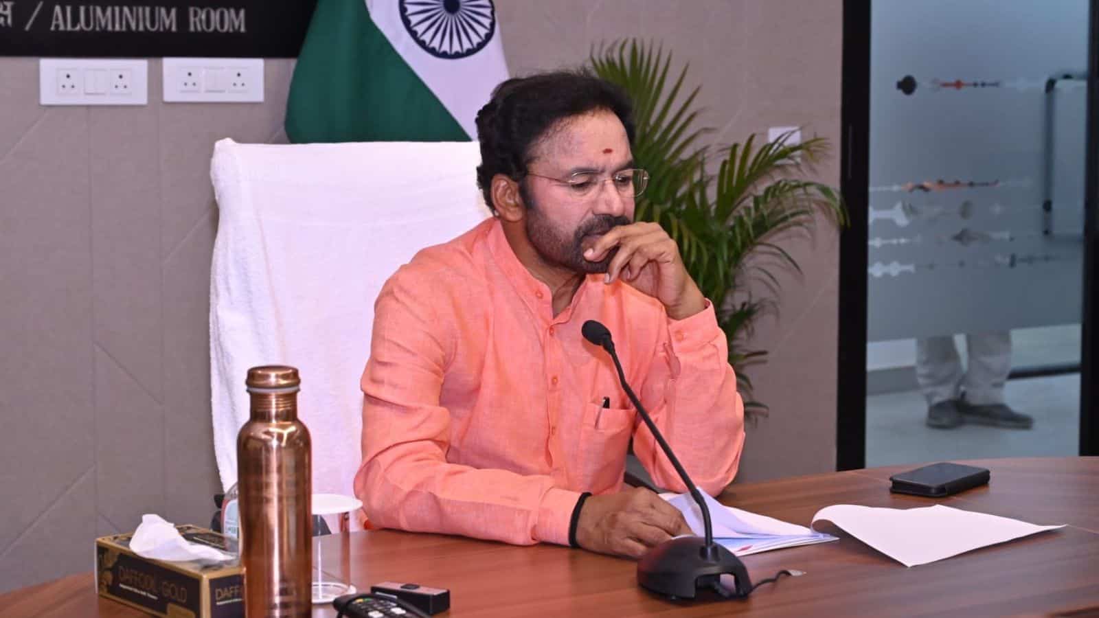 Indian Minister Kishan Reddy speaking at a meeting on petroleum products during Iran crisis.