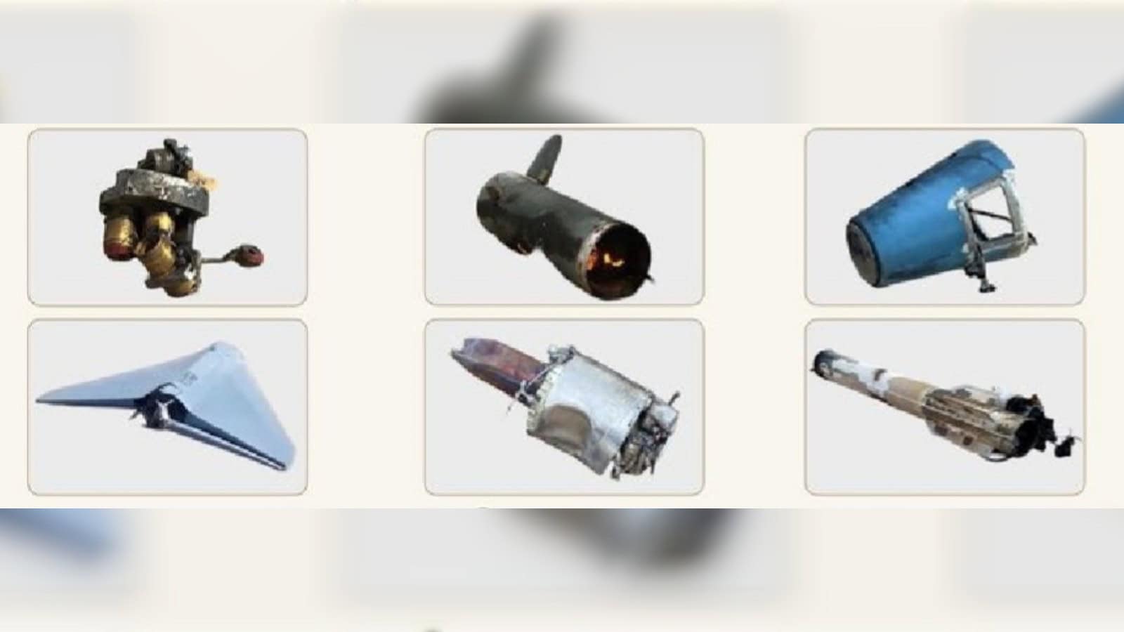 Examples of missile and drone debris shown in a safety advisory issued by Kuwait’s army.