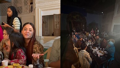 Mahhi Vij hosting Iftar with her team, sharing a peaceful moment during the Ramadan celebration.