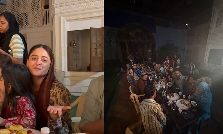 Mahhi Vij hosting Iftar with her team, sharing a peaceful moment during the Ramadan celebration.