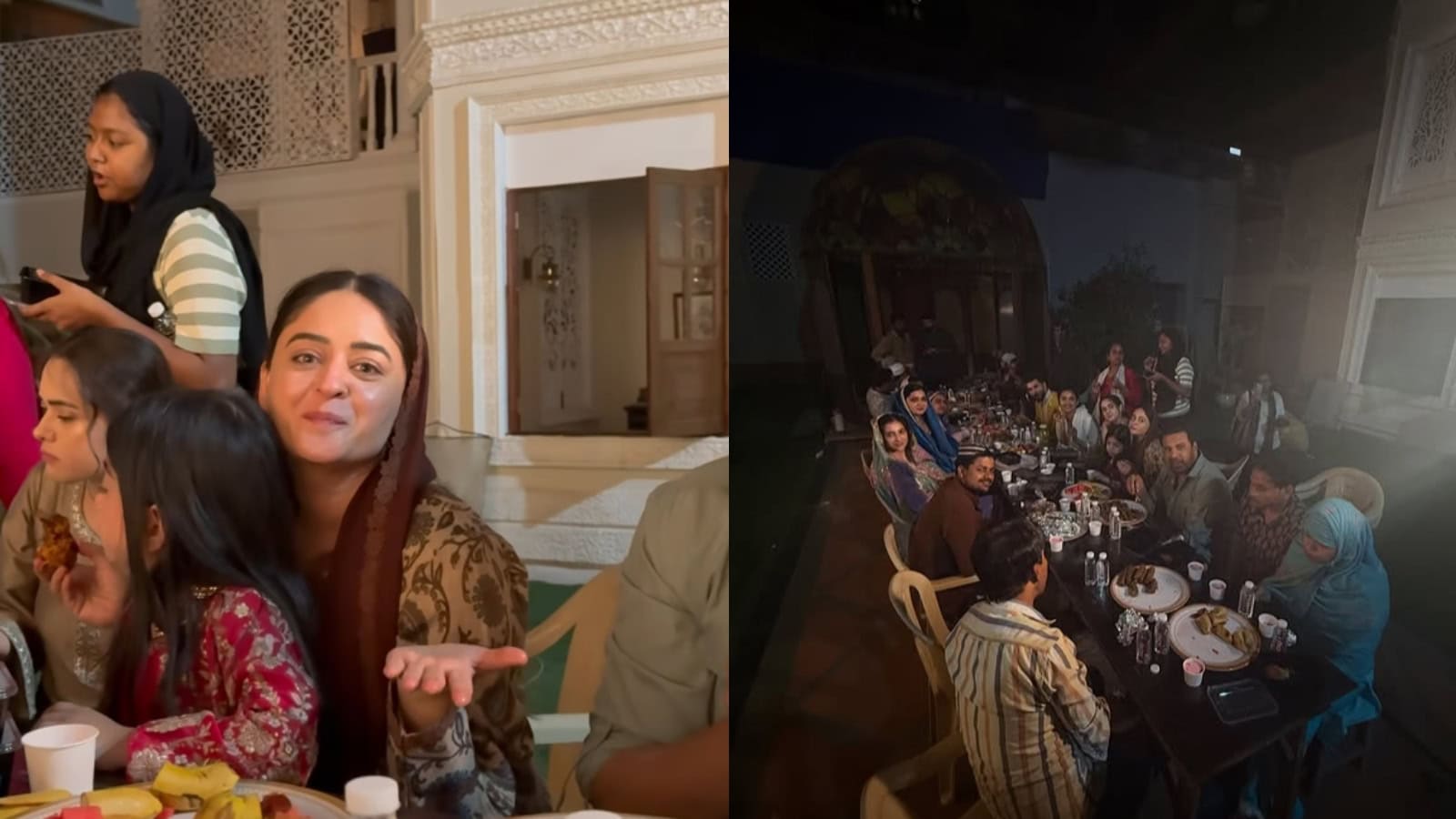 Mahhi Vij hosting Iftar with her team, sharing a peaceful moment during the Ramadan celebration.