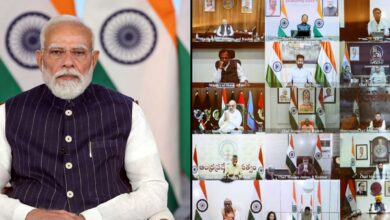 Prime Minister Narendra Modi chairs a virtual meeting with CMs, on West Asia; reviewing preparedness, plans. (PMO via PTI Photo)