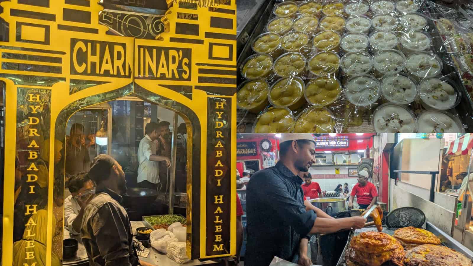 Charminar Hyderabad Badi Halwa stall at Mohammed Ali Road, busy with customers during Ramzan.