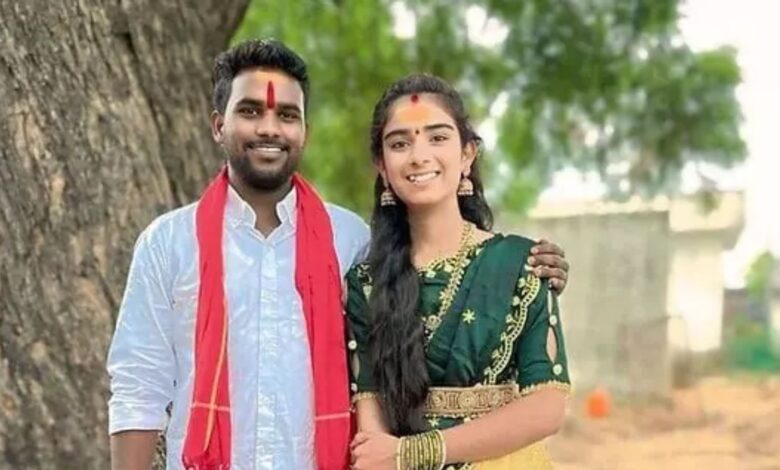 Jagtial YouTuber Vaishnavi with her husband Haribabu