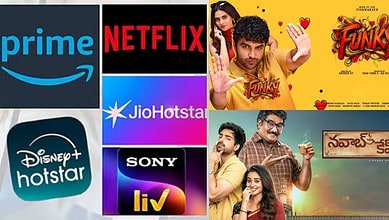 Collage of popular OTT streaming platforms and new film releases for March 13.