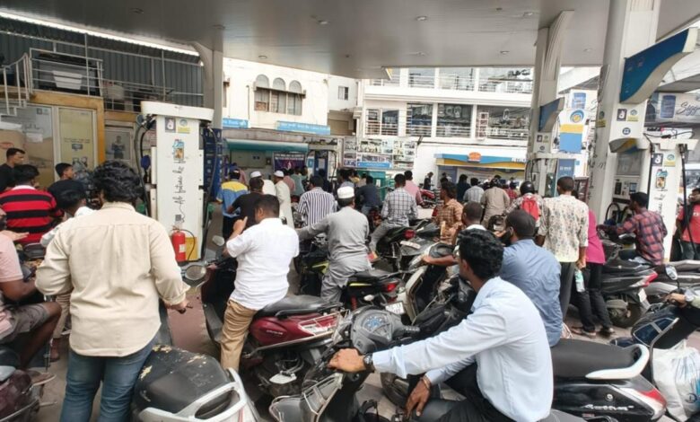 Huge rush at Hyderabad petrol pumps as panic buying grips city