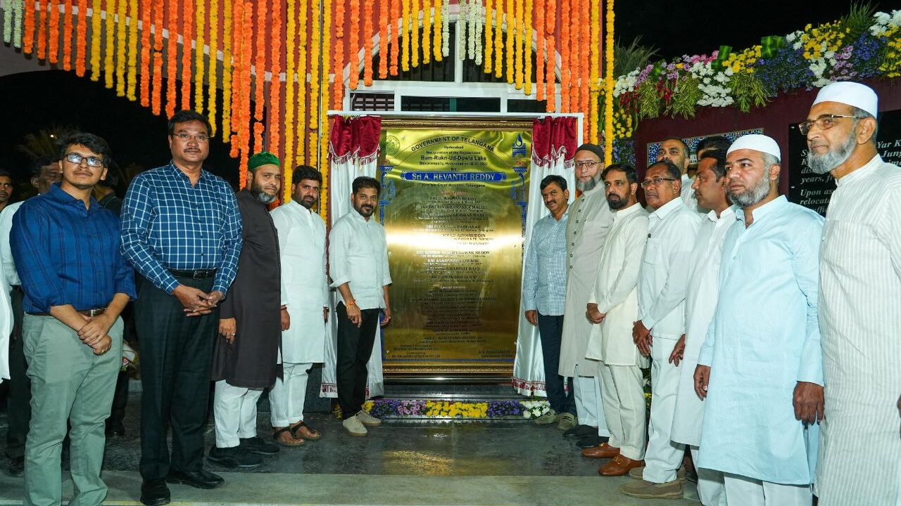 Telangana CM Revanth Reddy and others in the Old City of Hyderabad.