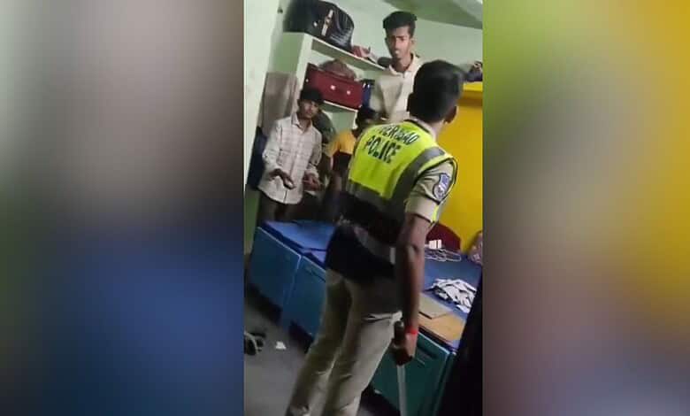 Pet Basheerabad police seen lathi-charging students