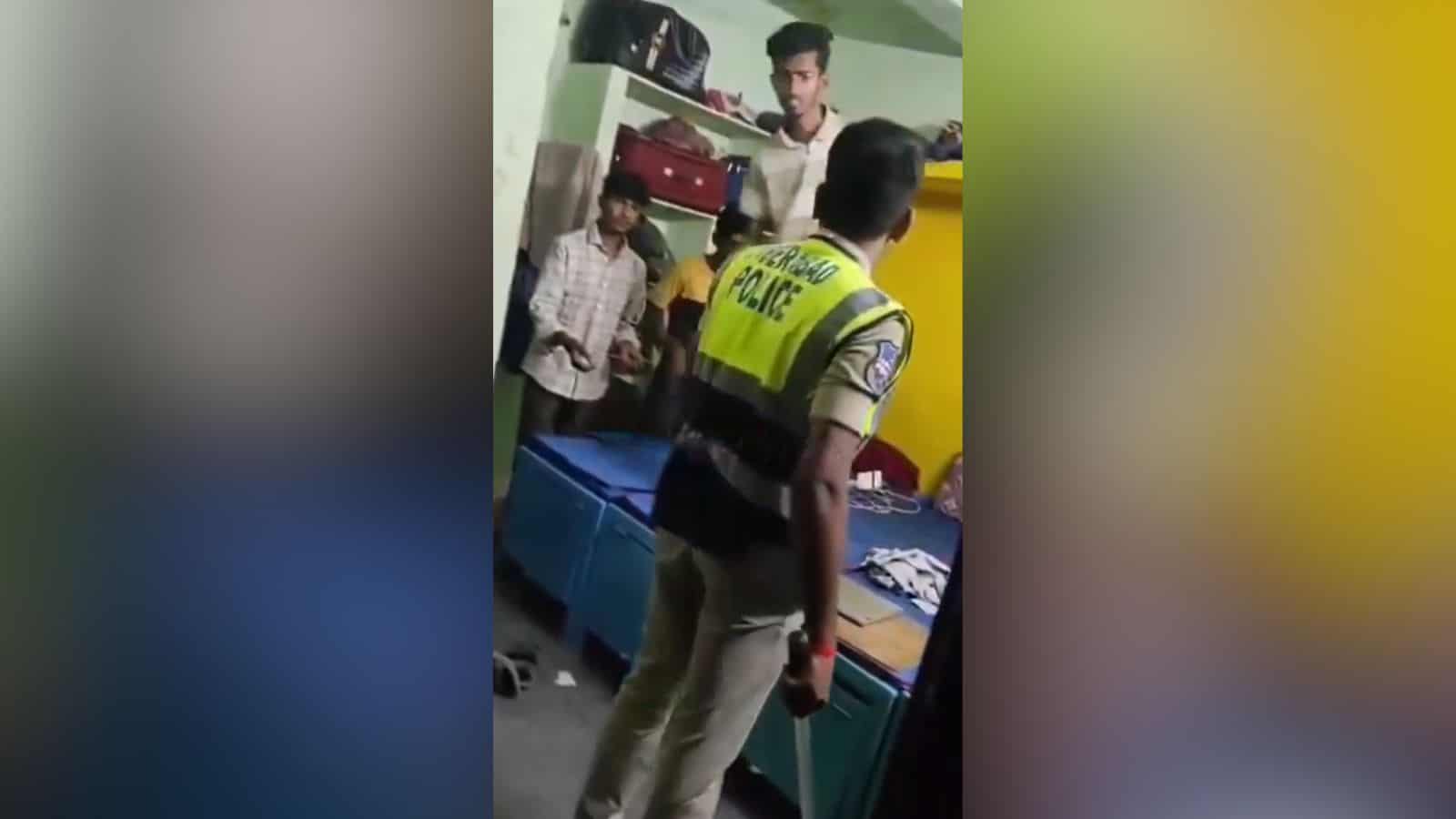 Pet Basheerabad police seen lathi-charging students