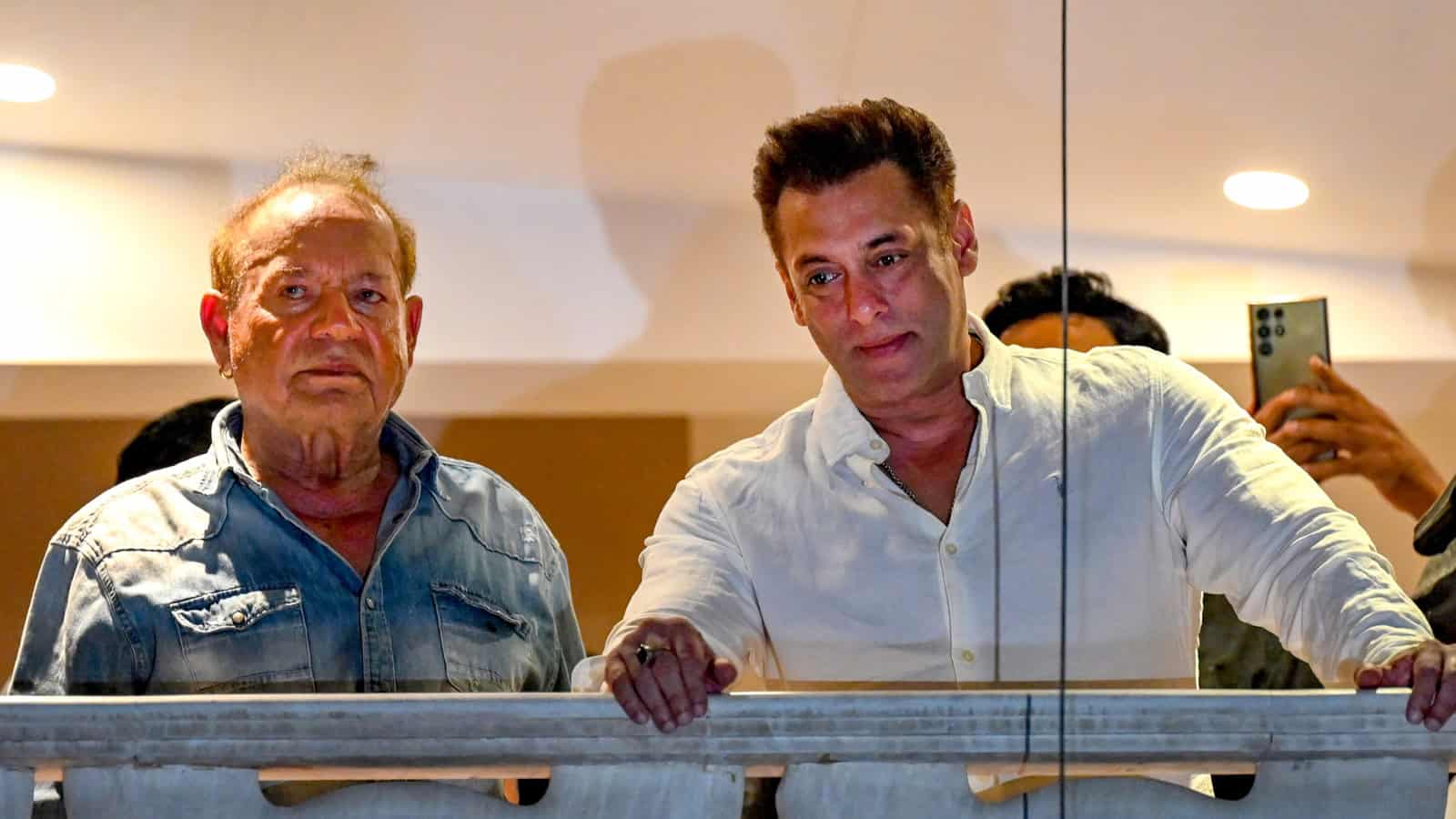 Salim Khan and Salman Khan during a health update event for Salim Khan.