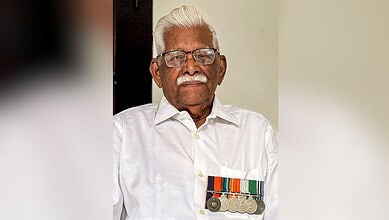 1965 War hero Lance Havildar K G George (Retd), who died at the age of 95 in his native place Kerala on Saturday, March 7, 2026. (Handout via PTI Photo)