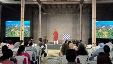 Ritish Nanda, CEO of the Aga Khan Trust for Culture, speaking at the Qutb Shahi Interpretation Centre in Hyderabad on Saturday, April 11.