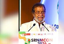 Telangana health minister speaking at SRNMCON about setting up 79 new dialysis centres.