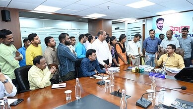 Residents protest at Ameenpur over alleged cheating in plot purchases.