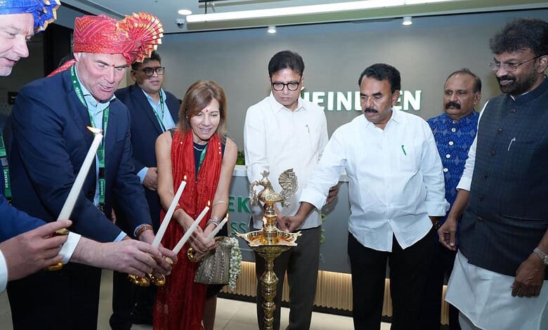 Heineken executives and officials inaugurate the new global capability centre in Hyderabad.