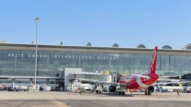 Air Asia flight at the Hyderabad Airport