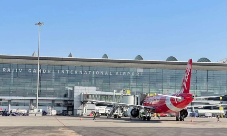 Air Asia flight at the Hyderabad Airport