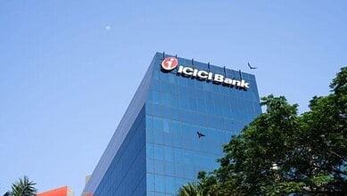 ICICI Bank building with logo, representing financial transactions related to Iran oil payments.