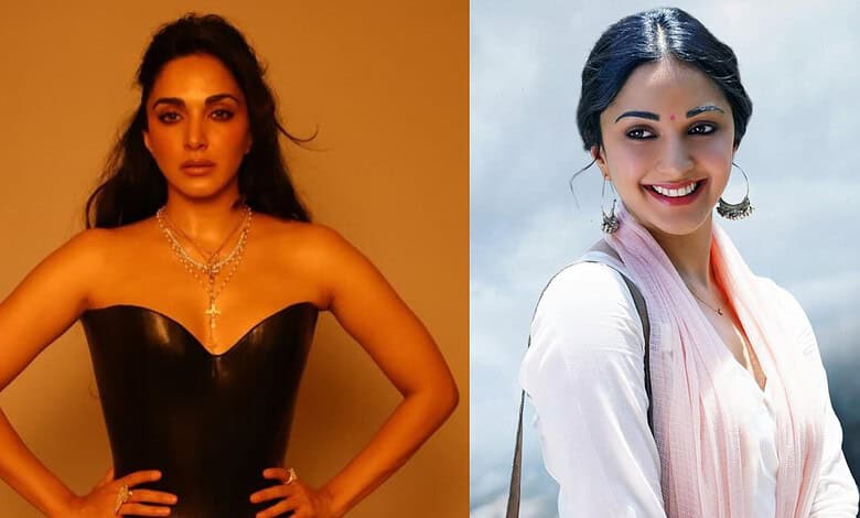 Kiara Advani wearing a cross pendant necklace, showcasing her stylish accessory choice.
