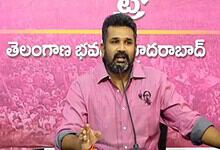 Hyderabad politician speaking at a press conference about social media issues involving BRS and Congress.