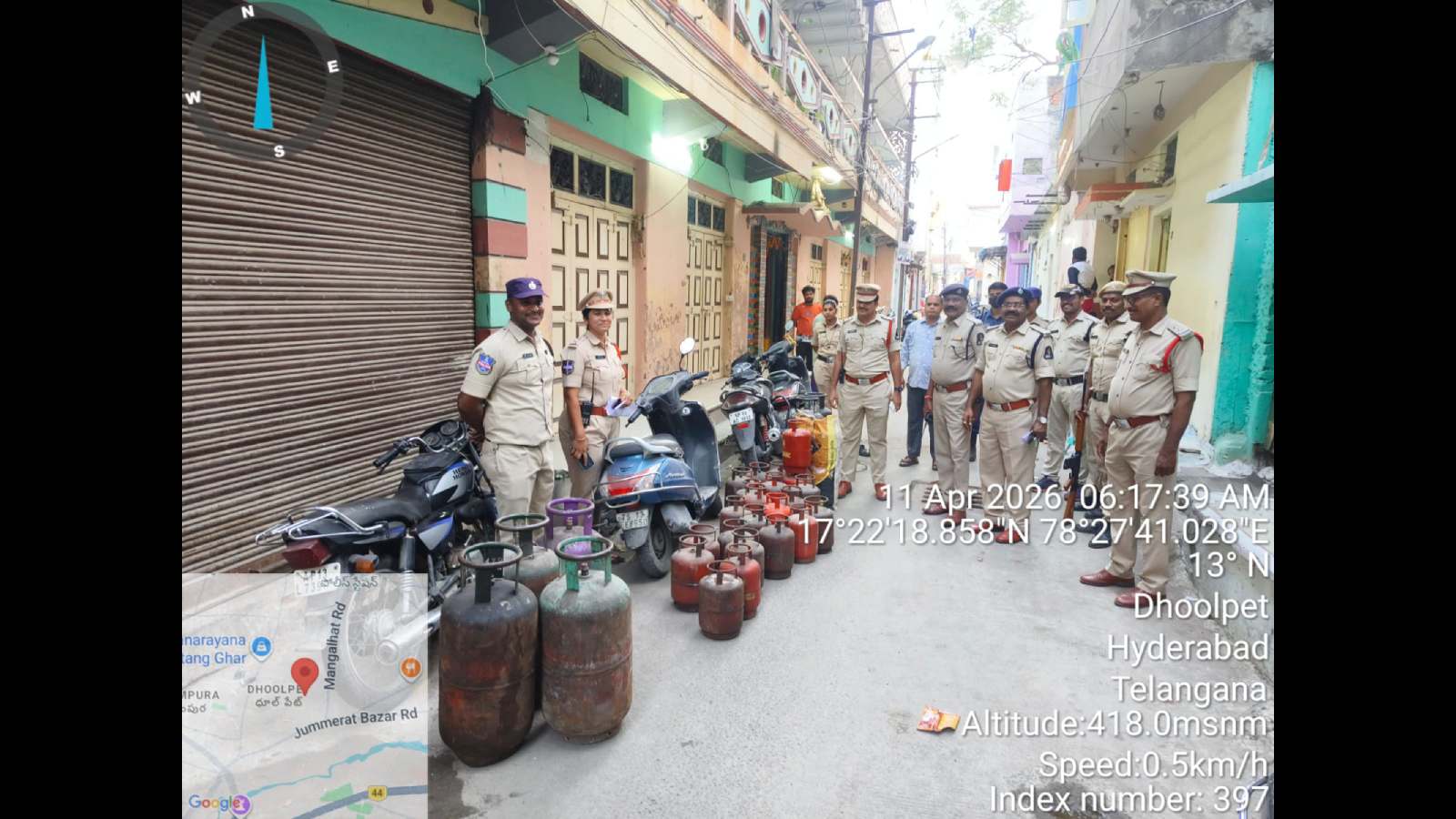 Hyderabad police seize LPG cylinders during a cordon and search operation