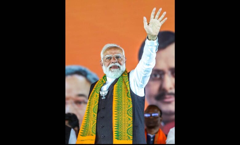 Prime Minister Narendra Modi at a rally in Tamil Nadu