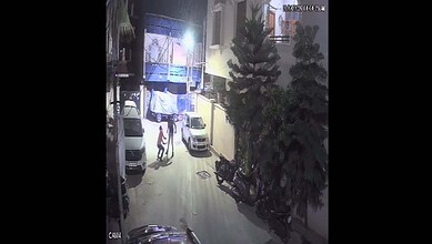 Hyderabad police officer attacking restaurant staff during late-night incident in the city.