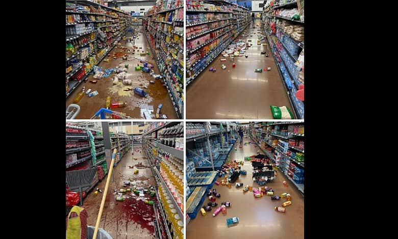 Store damaged due to earthquake in Nevada