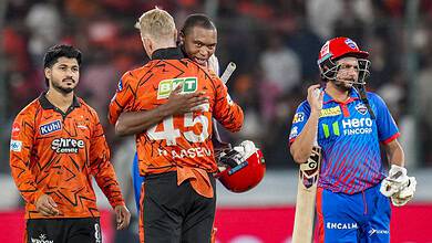 Indian cricketer Abhishek celebrates after scoring a classy century in IPL match.