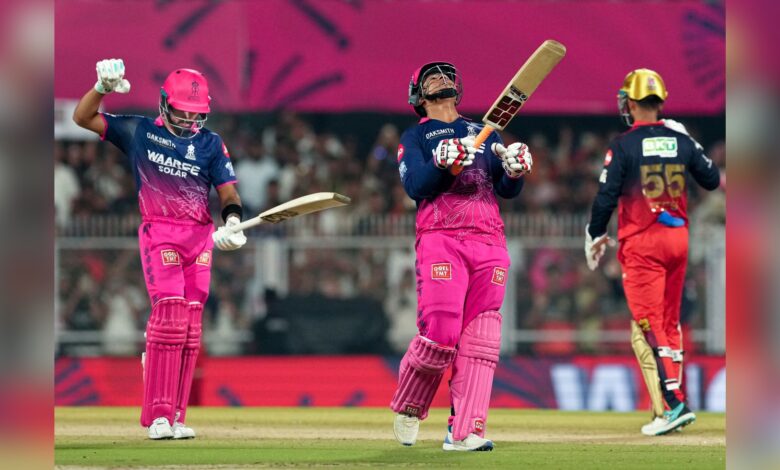 Rajasthan Royals' Vaibhav Sooryavanshi reacts after his dismissal during the IPL 2026 T20 match between Rajasthan Royals and Royal Challengers Bengaluru, in Guwahati on Friday, April 10.
