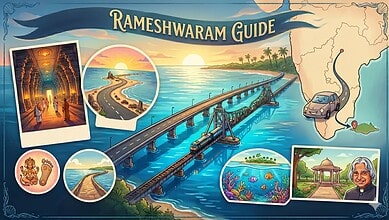 Beautiful Rameshwaram bridge connecting island and mainland.
