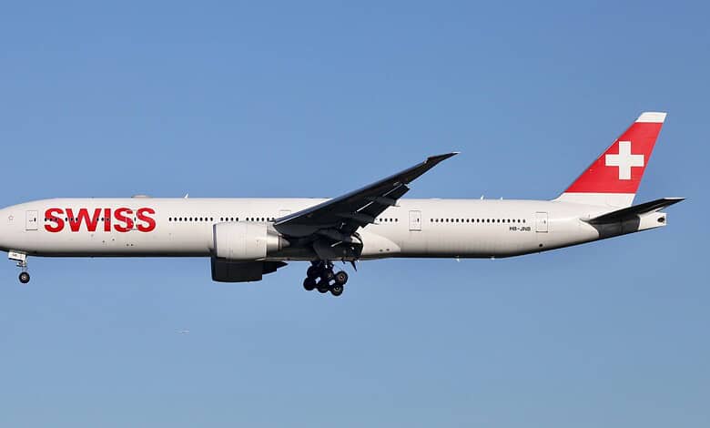 Swiss airline plane during takeoff with engine issue, causing flight delay and passenger injuries.