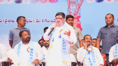 Leaders at Bhagiratha Jayanti celebrating Sagara welfare and education initiatives.