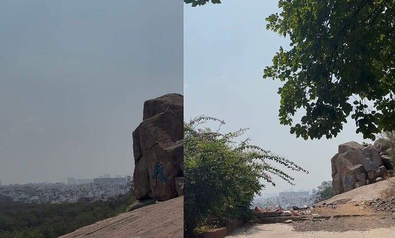 Secret viewpoint in Banjara Hills, Hyderabad with panoramic cityscape and lush greenery.