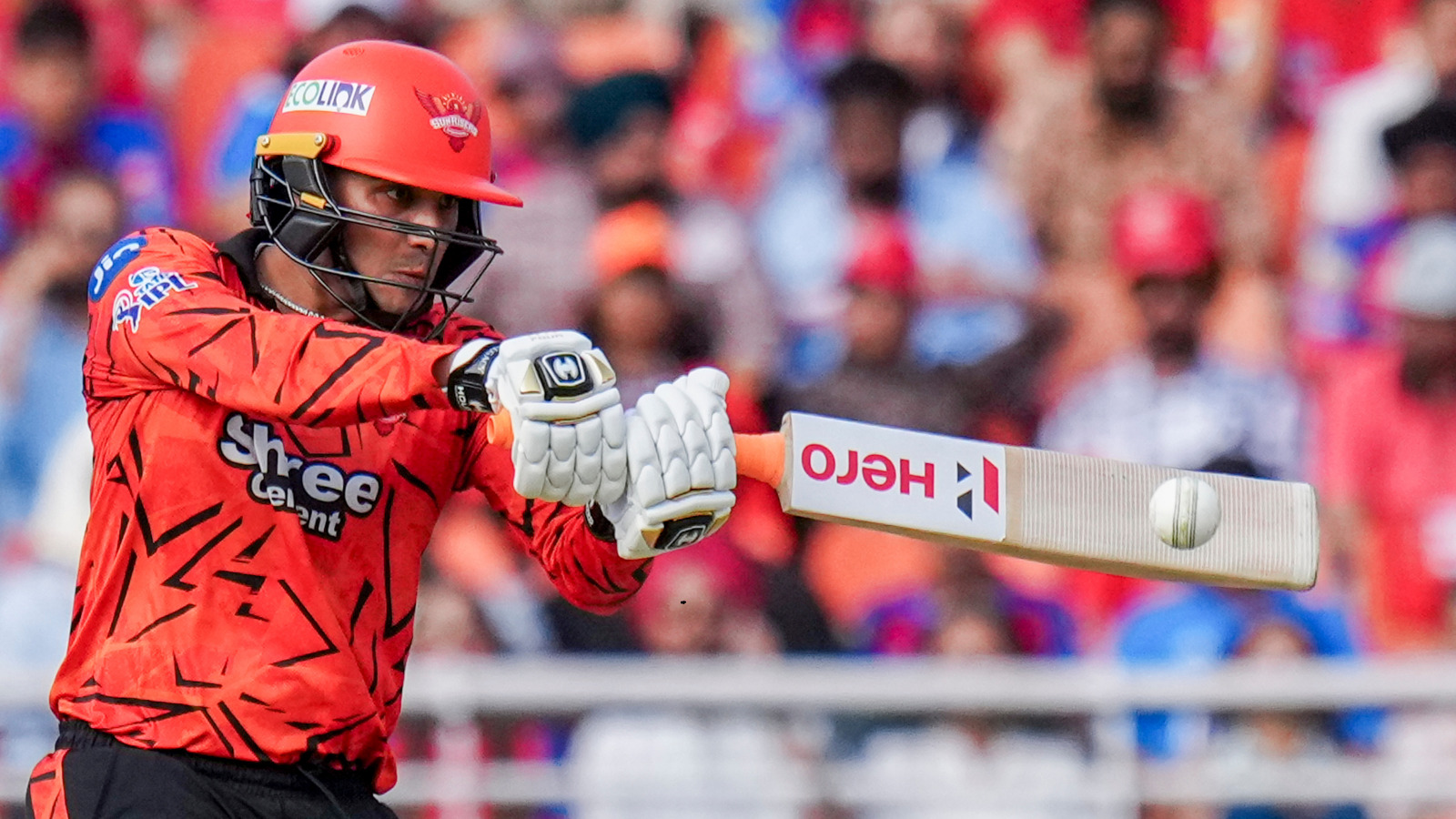 Sunrisers Hyderabad's Abhishek Sharma plays a shot during IPL cricket match between Punjab Kings and Sunrisers Hyderabad