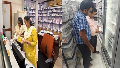 Inspectors examine pharmacy shelves for illegal weight loss medications.