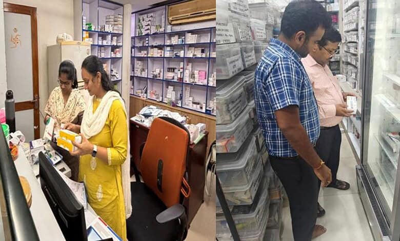 Inspectors examine pharmacy shelves for illegal weight loss medications.