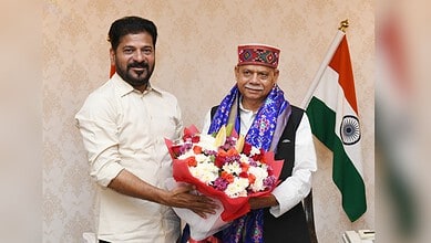 Students taking anti-drug pledge with Telangana Governor.