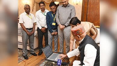 Telangana Governor participating in self-enumeration process for Census 2027, with officials and staff ob.