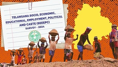 Children carrying baskets in rural Telangana, illustrating socio-economic and educational challenges.